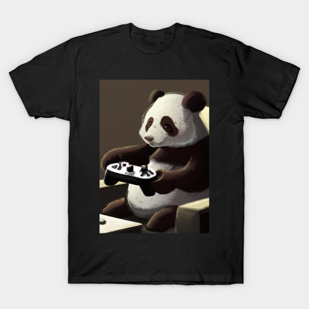 Panda mit Controller T-Shirt by maxcode